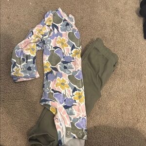 Floral Baby Onesie with Olive Pants